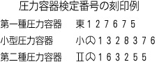 圧力容器検定番号の刻印の例
